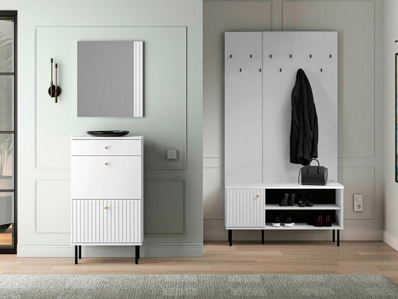 Прихожая Сканди 01 МДФ (Белая) 156,3*188,5*34 см, Белый   Фиеста