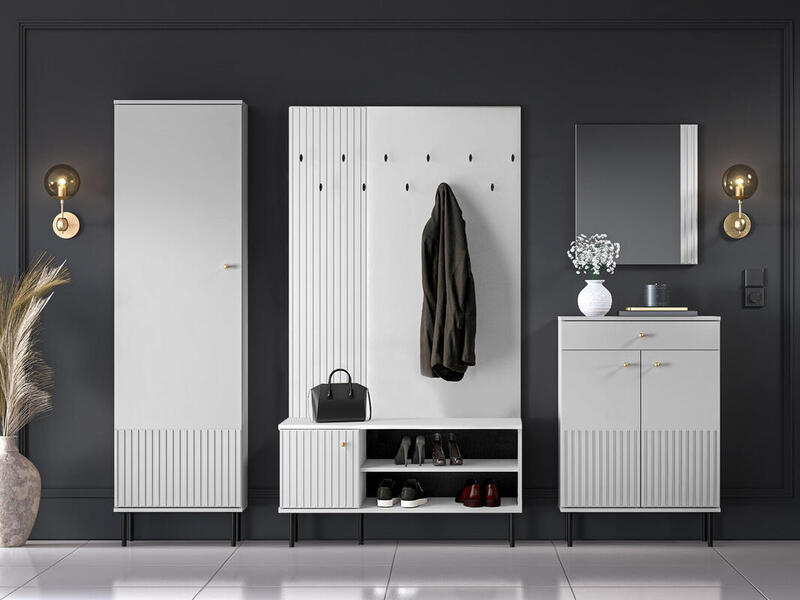 Прихожая Сканди 03 МДФ (Белая) 224,1*190*34 см, Белый   Фиеста