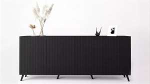 Комод Даркнесс МДФ (Черная) 200*40*82 см, Черный   Фиеста