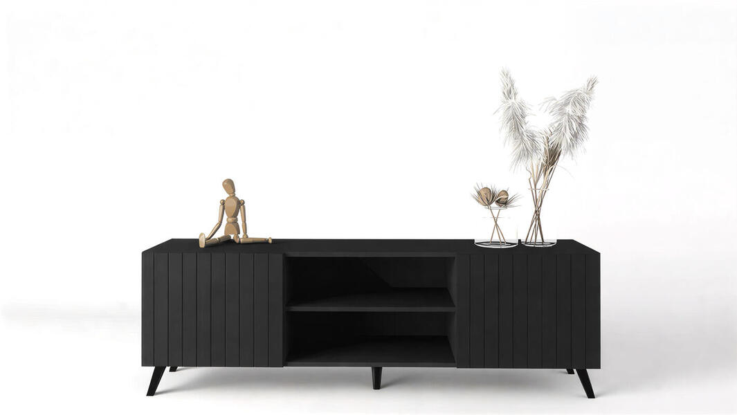 ТВ-тумба Даркнесс МДФ (Черная) 160*40*52 см, Черный   Фиеста