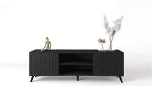 ТВ-тумба Даркнесс МДФ (Черная) 160*40*52 см, Черный   Фиеста