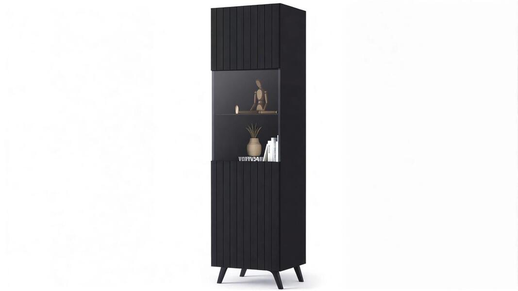 Распашной шкаф-пенал Даркнесс МДФ (Черная) 50*40*182 см, Черный   Фиеста