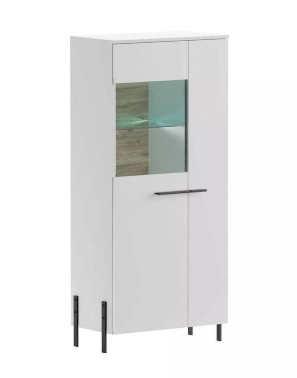 Витрина Дейенерис 01 МДФ Лайн Белый (матовый) Белый Снег 8685 BS 74*40*158 см, Белый   Фиеста