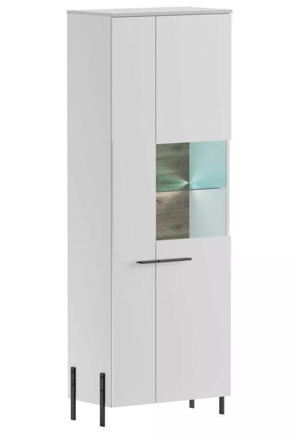 Витрина Дейенерис 02 МДФ Лайн Белый (матовый) Белый Снег 8685 BS 74*40*200 см, Белый   Фиеста