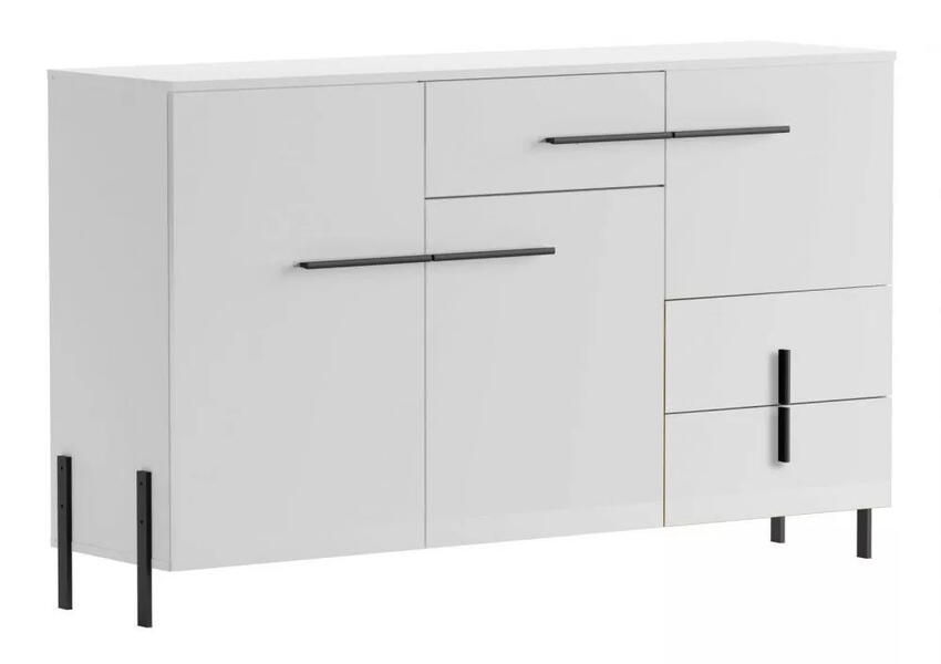 Комод Дейенерис 02 МДФ Лайн Белый (матовый) Белый Снег 8685 BS 154*40*91 см, Белый   Фиеста