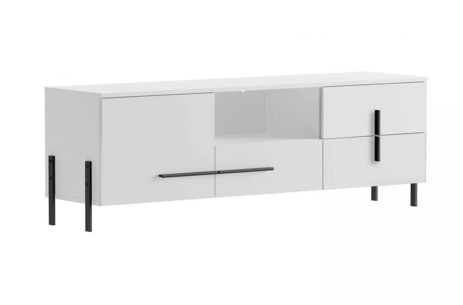 ТВ-тумба Дейенерис МДФ Лайн Белый (матовый) Белый Снег 8685 BS 186*40*54 см, Белый   Фиеста