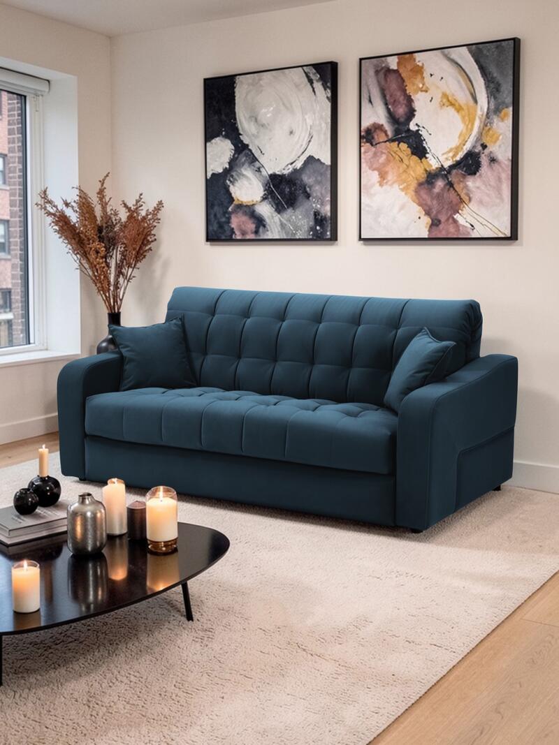 Диван Корал Некст Velutto 54 156*115*95 см, Синий Велютто Аккордеон Фиеста