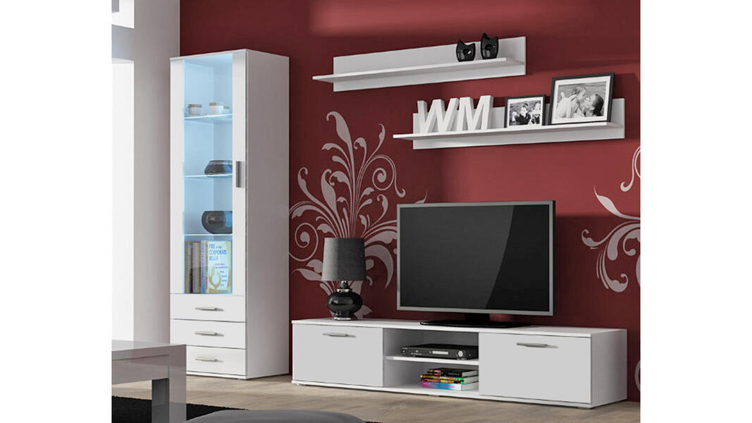 Гостиная Сохо Белый Фасадный 0101 240*41*192 см, Белый   Фиеста