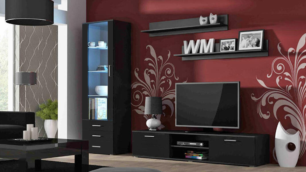 Гостиная Сохо Черный 0190 240*41*192 см, Черный   Фиеста