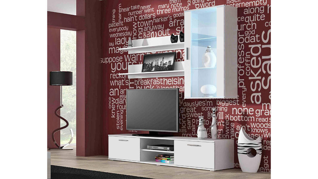 Гостиная Сохо 9 Белый Фасадный 0101 180*41*192 см, Белый   Фиеста