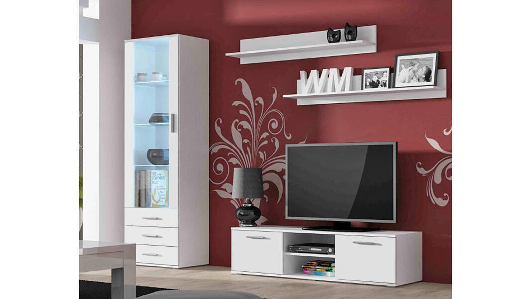 Гостиная Сохо 13 Белый Фасадный 0101 200*41*192 см, Белый   Фиеста