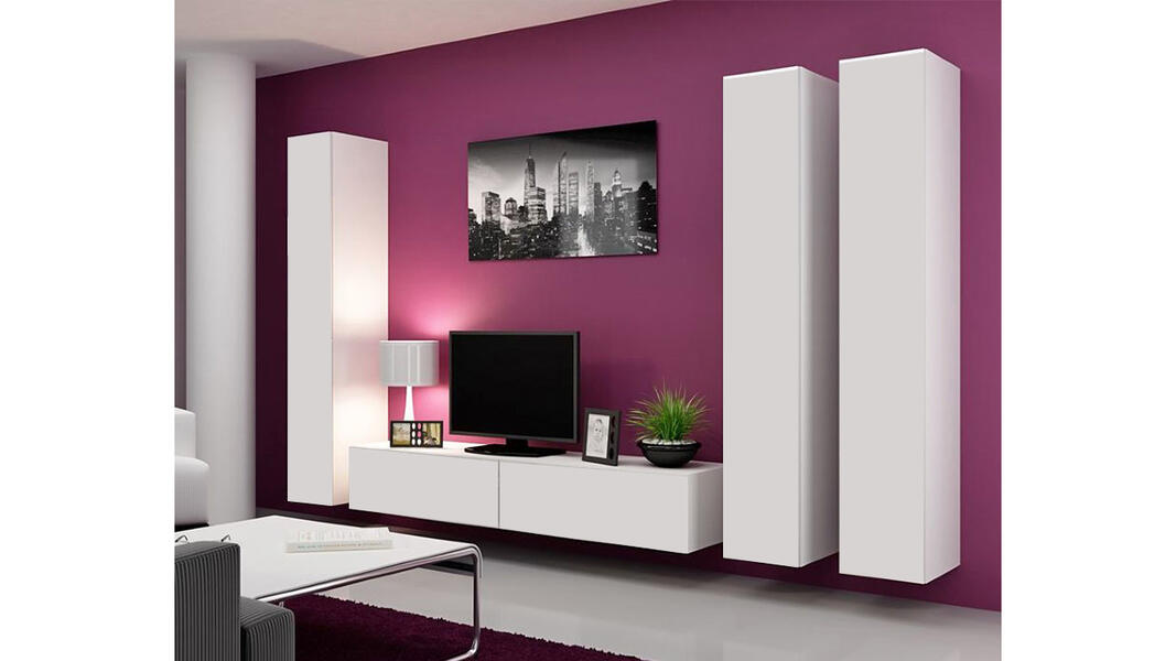 Гостиная Виго 1 Белый Фасадный 0101 300*42*180 см, Белый   Фиеста