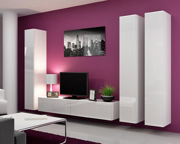 Гостиная Виго 1 МДФ Белый DM635-6 / Белый Фасадный 0101 300*42*180 см, Белый   Фиеста