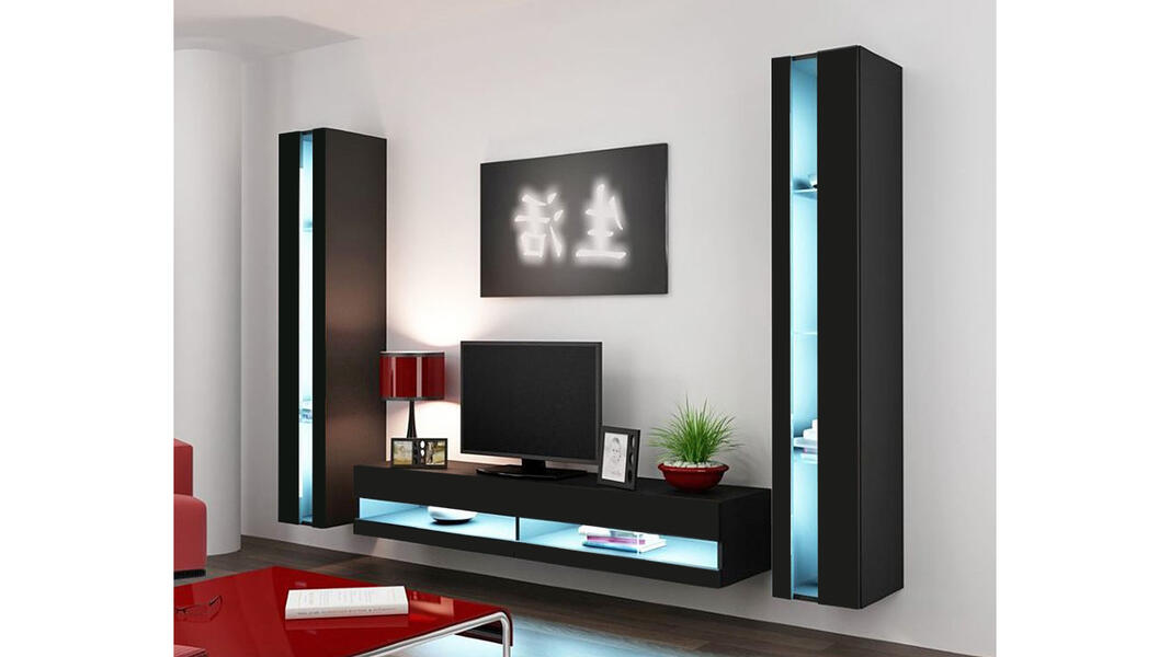 Гостиная Виго нью 3 Черный 0190 260*42*180 см, Черный   Фиеста