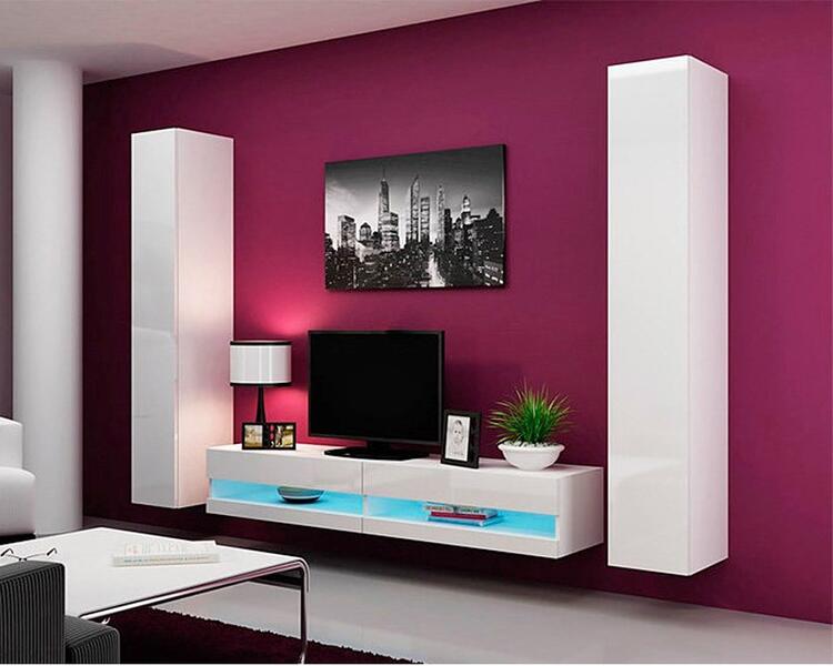 Гостиная Виго нью 4 МДФ Белый DM635-6 / Белый Фасадный 0101 260*42*180 см, Белый   Фиеста