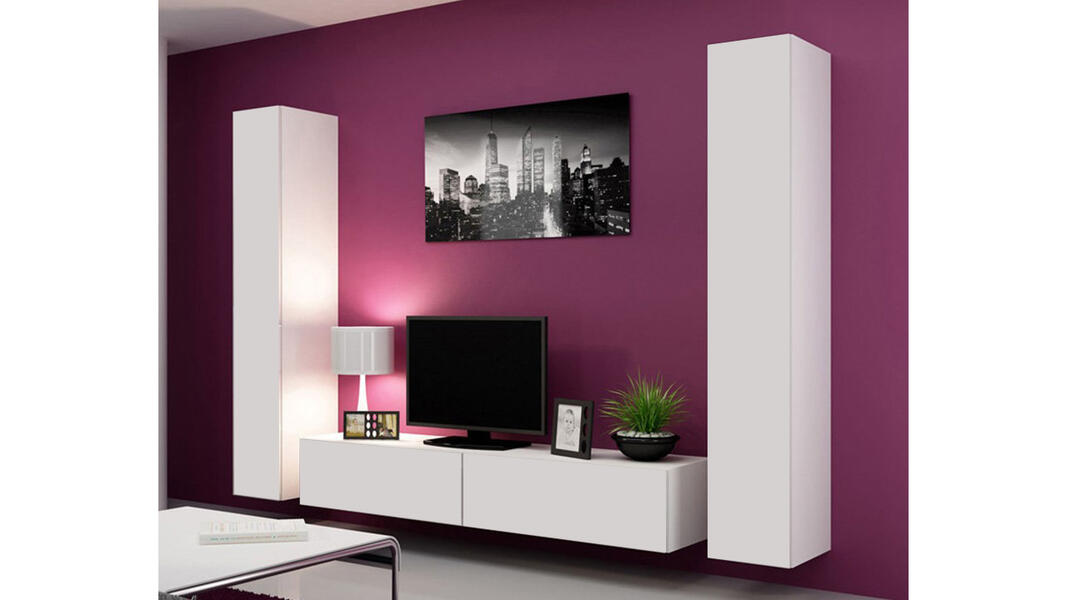 Гостиная Виго 4 Белый Фасадный 0101 260*42*180 см, Белый   Фиеста