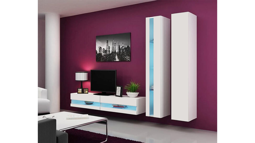 Гостиная Виго нью 5 Белый Фасадный 0101 260*42*180 см, Белый   Фиеста