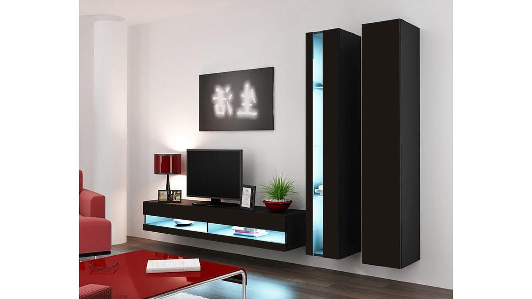 Гостиная Виго нью 5 Черный 0190 260*42*180 см, Черный   Фиеста