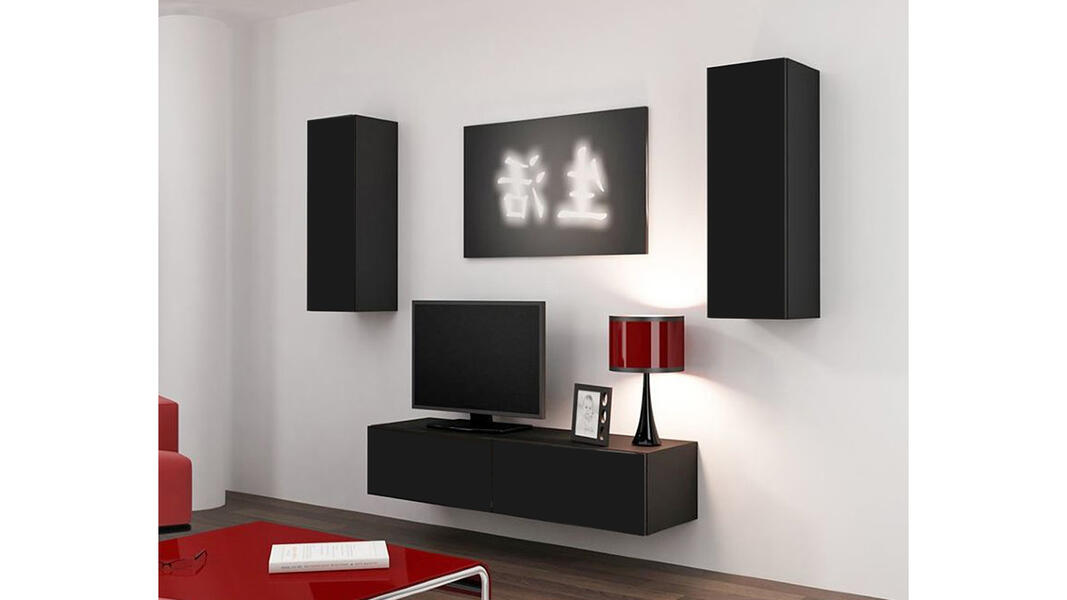 Гостиная Виго 7 Черный 0190 210*42*180 см, Черный   Фиеста