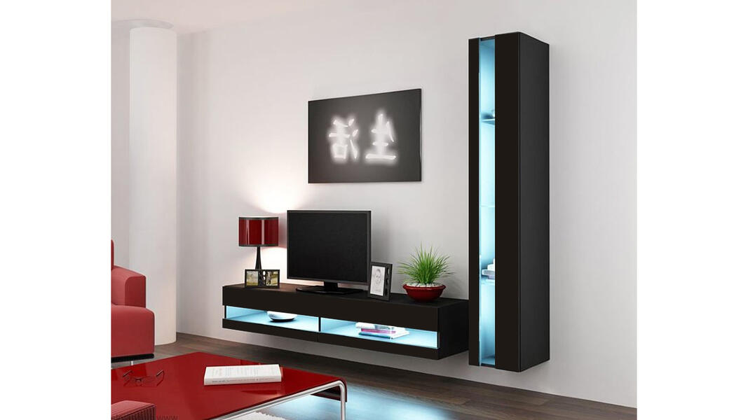 Гостиная Виго нью 8 Черный 0190 220*42*180 см, Черный   Фиеста