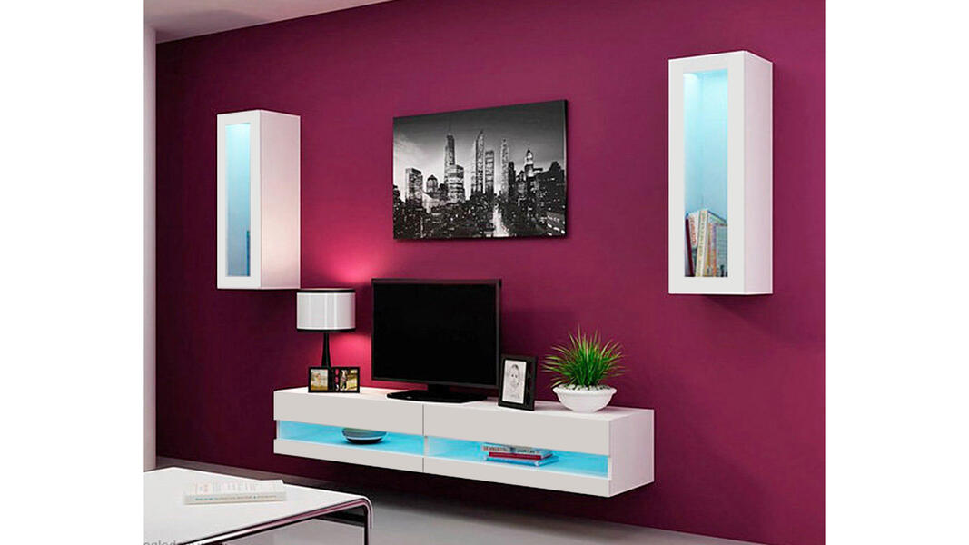 Гостиная Виго нью 11 Белый Фасадный 0101 250*42*180 см, Белый   Фиеста