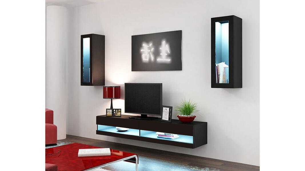 Гостиная Виго нью 11 Черный 0190 250*42*180 см, Черный   Фиеста