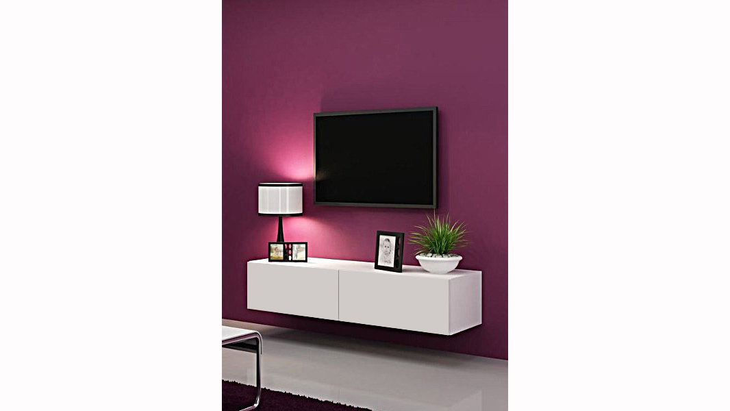 ТВ-тумба Виго малая Белый Фасадный 0101 140*42*30 см, Белый   Фиеста