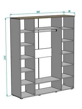 Шкаф Салерно 4 МДФ 180х212х50 (712215) 180*50*212 см, Серый  Распашной Фиеста в наличии