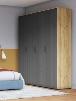 Шкаф Салерно 4 МДФ 180х212х50 (712215) 180*50*212 см, Серый  Распашной Фиеста в наличии