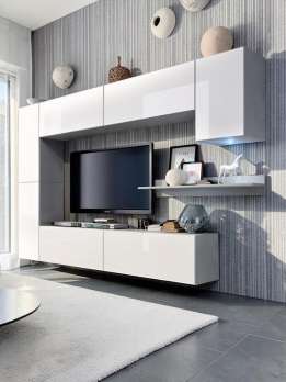 Гостиная 7 Белая МДФ (710985) 256*35*166 см, Белый  Распашной Фиеста в наличии