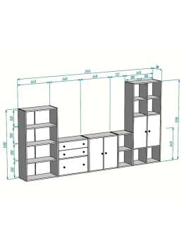 Модульная стенка Билли Айден 2 Белая (711214) 293*30*160 см, Белый  Распашной Фиеста в наличии
