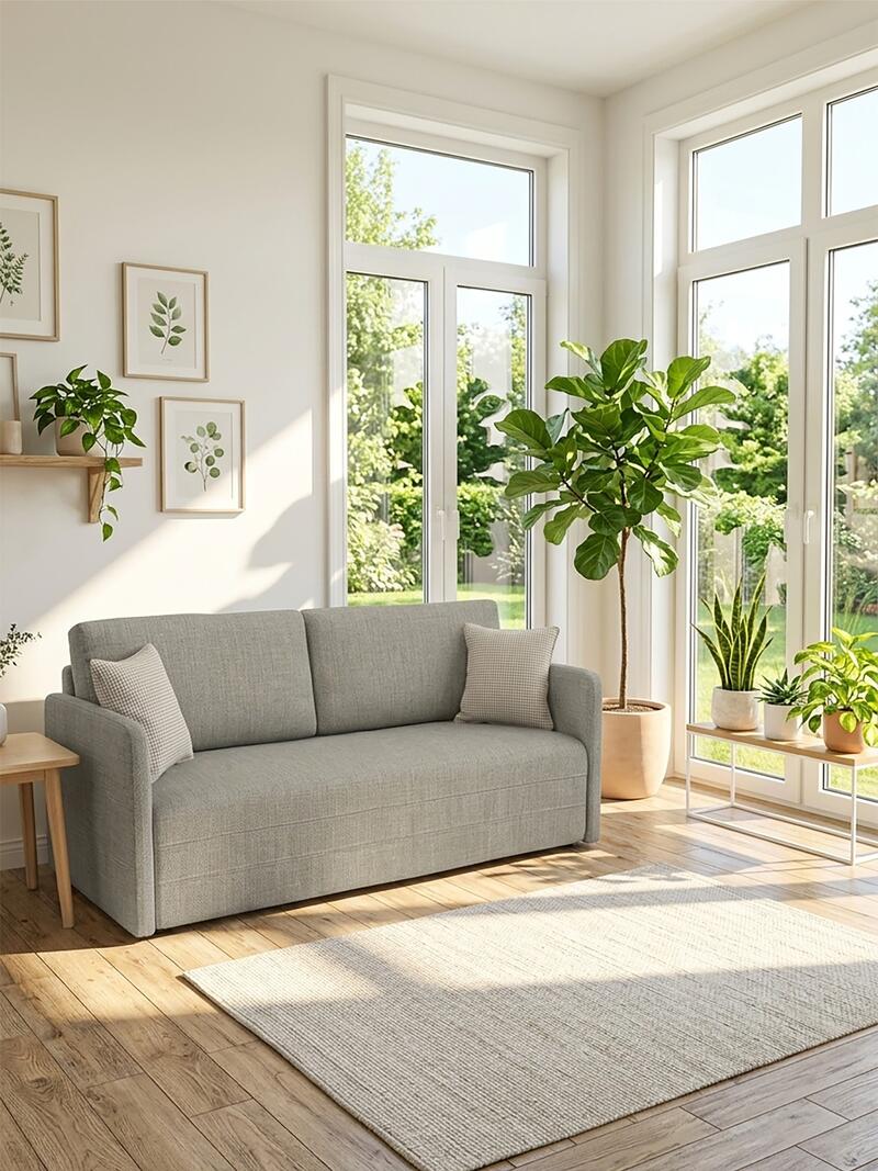 Диван Гордон Лайт Strong Plus 01 208*94*80 см, Бежевый Рогожка Еврокнижка Фиеста