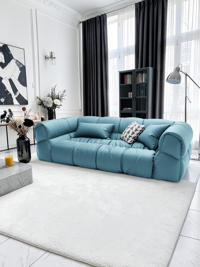 Диван Шелби Galaxy Light Blue 239*105*72 см, Голубой Экокожа Нераскладной Фиеста