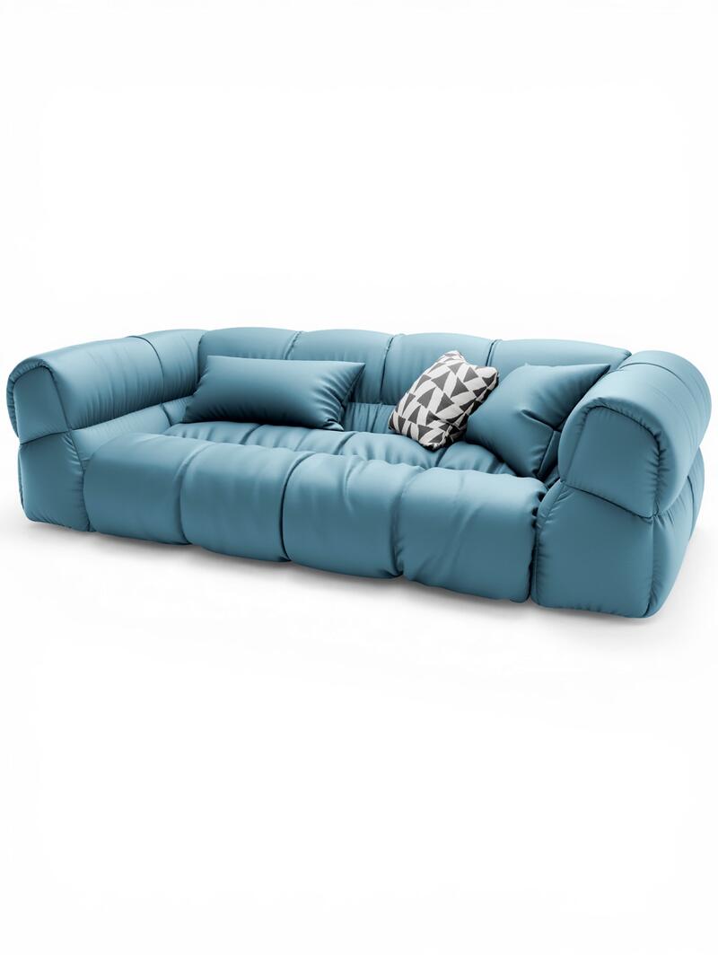 Диван Шелби Galaxy Light Blue 239*105*72 см, Голубой Экокожа Нераскладной Фиеста