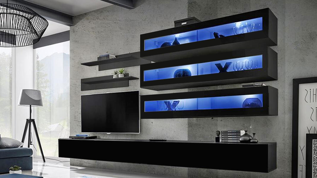 Гостиная 5 Черная 0190 320*40*180 см, Черный   Фиеста