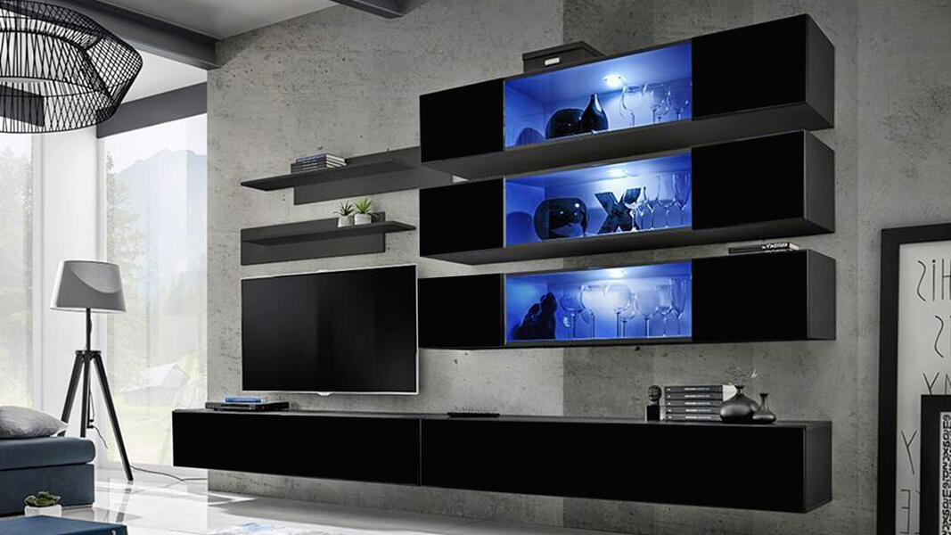 Гостиная 6 Черный 0190 320*40*180 см, Черный   Фиеста