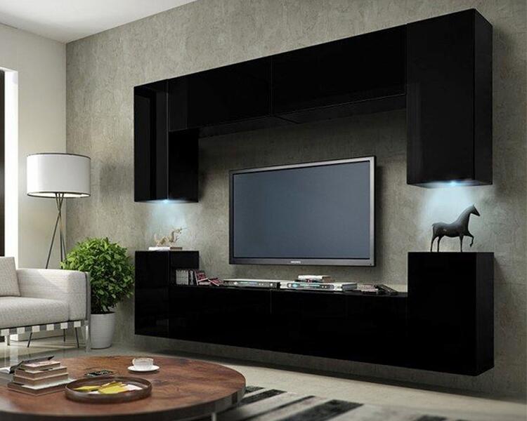 Гостиная 9 Черный 0190 256*35*168 см, Черный   Фиеста