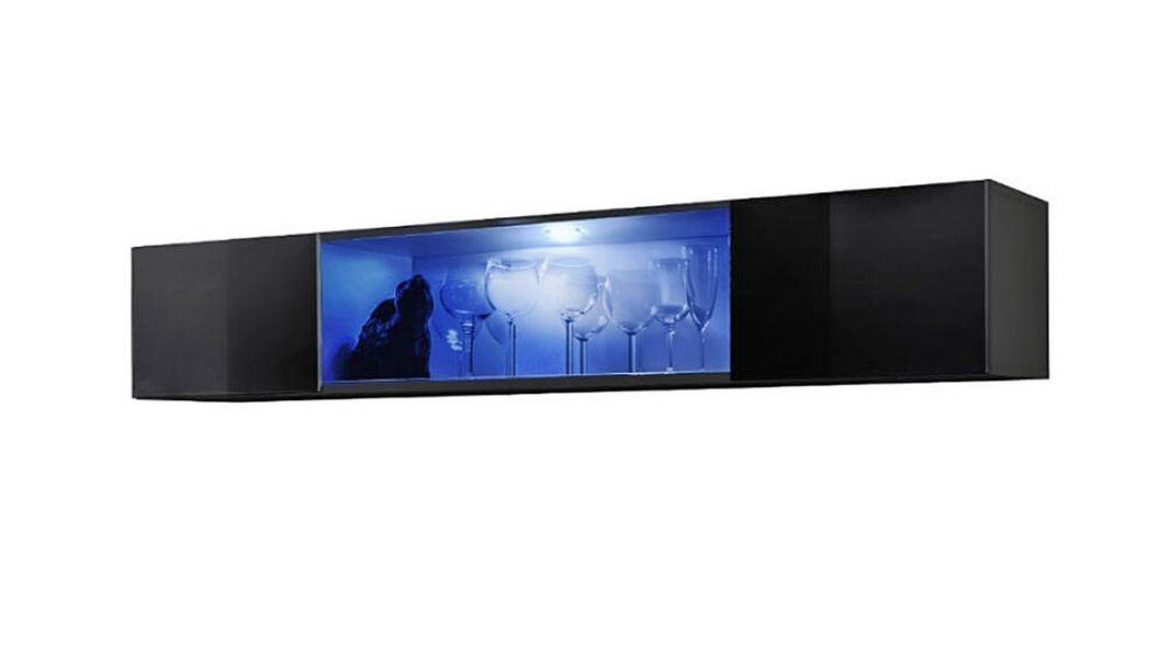 Витрина Лана 52 МДФ (черная) 160*29*30 см, Черный   Фиеста