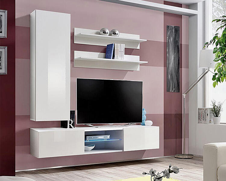 Модульная гостиная Лана 1.1 МДФ (белая) 160*40*166 см, Белый   Фиеста