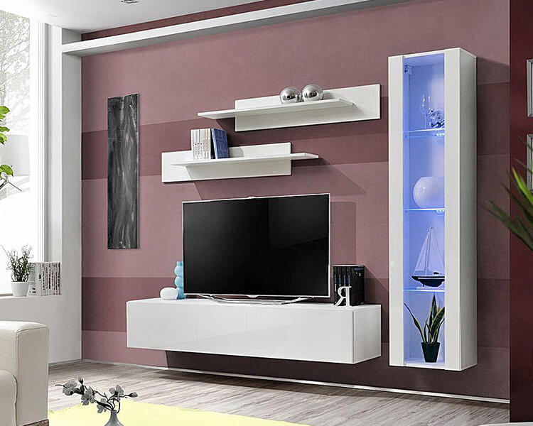 Модульная гостиная Лана 2.2 МДФ (белая) 210*40*170 см, Белый   Фиеста