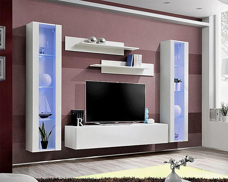 Модульная гостиная Лана 2.5 МДФ (белая) 260*40*170 см, Белый   Фиеста