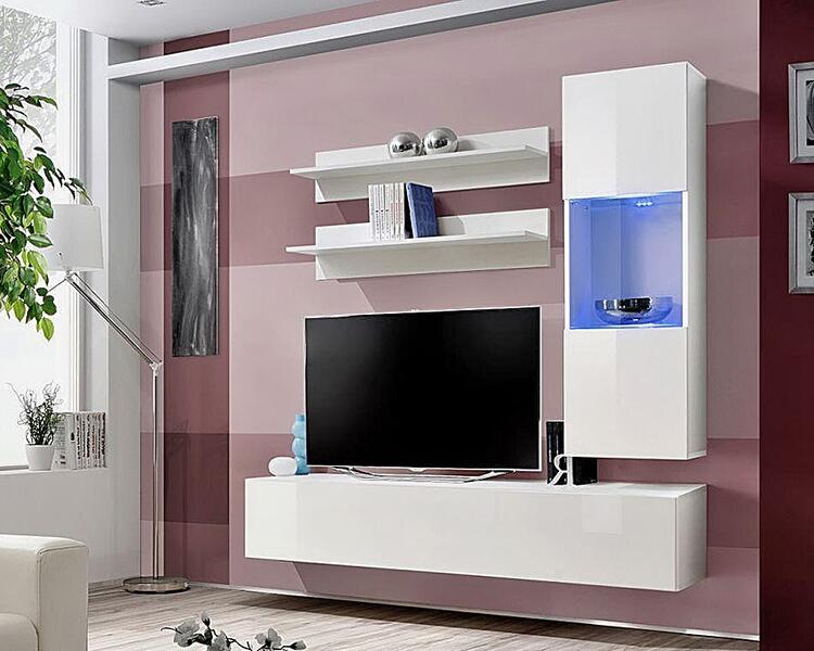 Модульная гостиная Лана 3.1 МДФ (белая) 160*40*166 см, Белый   Фиеста