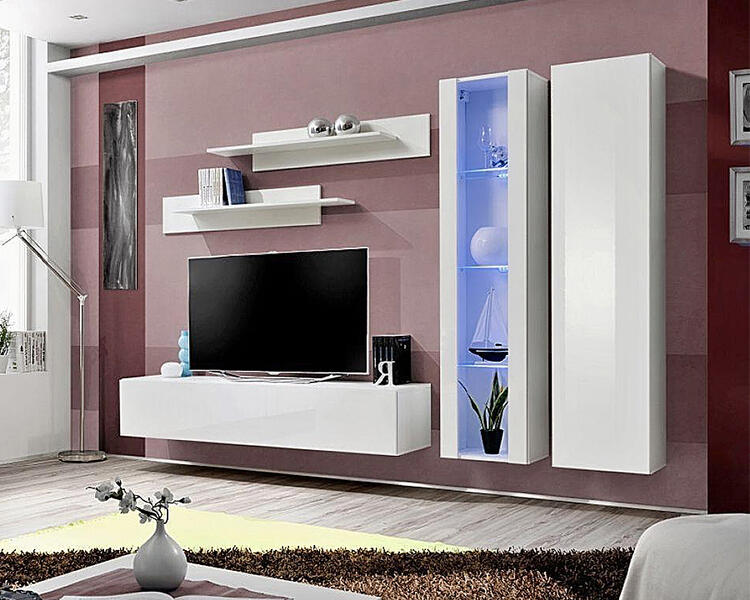 Модульная гостиная Лана 4 МДФ (белая) 260*40*170 см, Белый   Фиеста