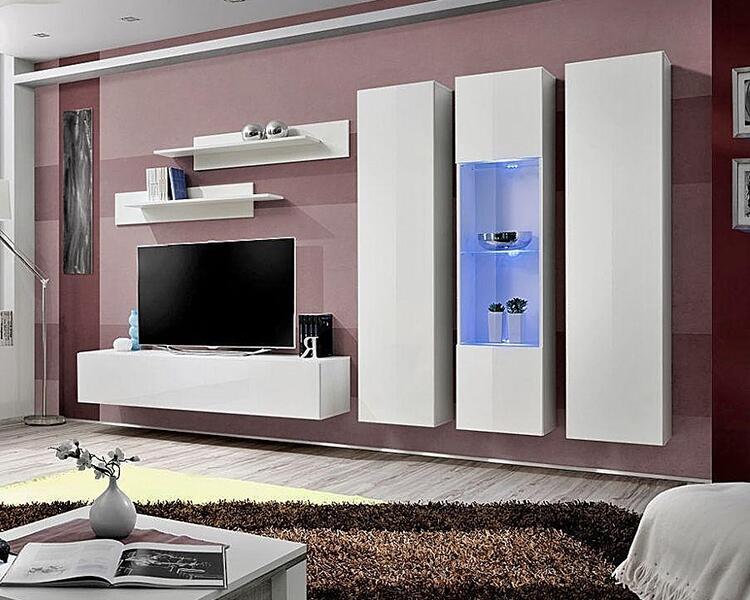 Модульная гостиная Лана 5 МДФ (белая) 310*40*170 см, Белый   Фиеста