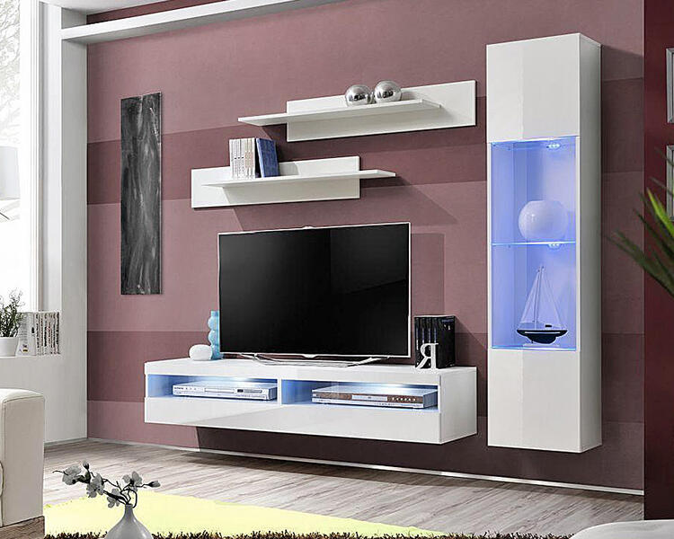 Модульная гостиная Лана 9 МДФ (белая) 210*40*170 см, Белый   Фиеста