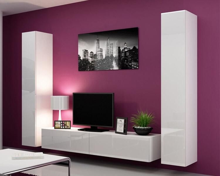 Гостиная Виго 4 МДФ Белый DM635-6 / Белый Фасадный 0101 260*42*180 см, Белый   Фиеста