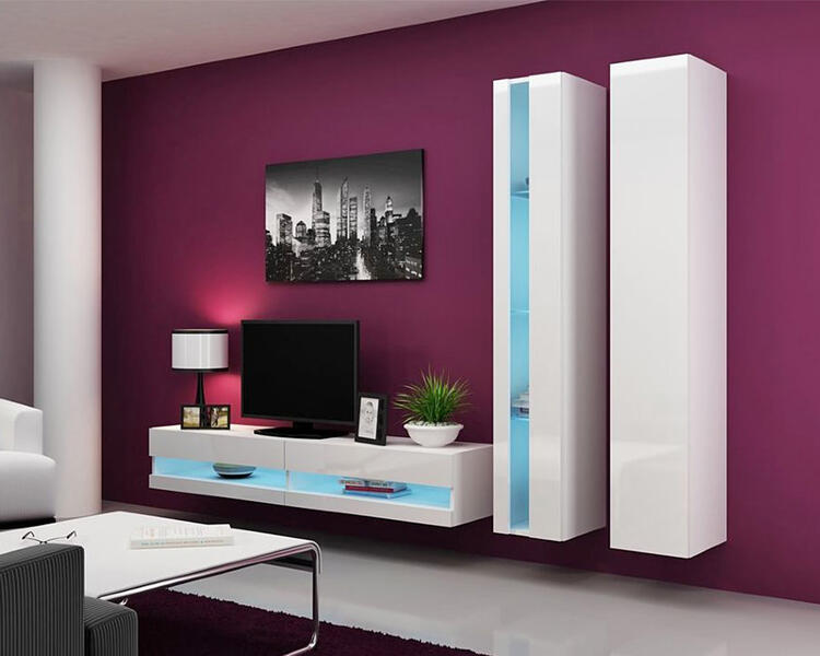 Гостиная Виго нью 5 МДФ Белый DM635-6 / Белый Фасадный 0101 260*42*180 см, Белый   Фиеста