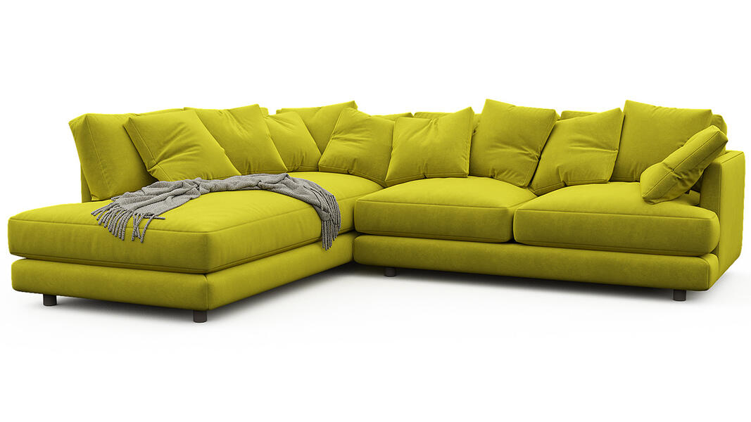 Угловой диван Ибица Vivaldi 15 300*209*90 см, Желтый Велюр Еврокнижка Фиеста