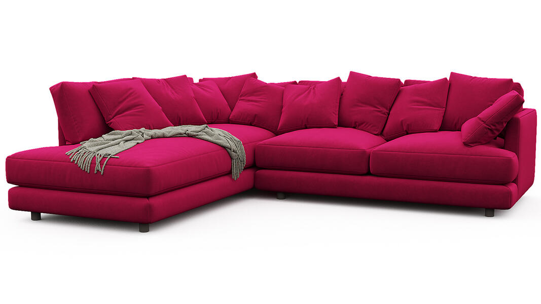 Угловой диван Ибица Vivaldi 36 300*209*90 см, Красный Велюр Еврокнижка Фиеста