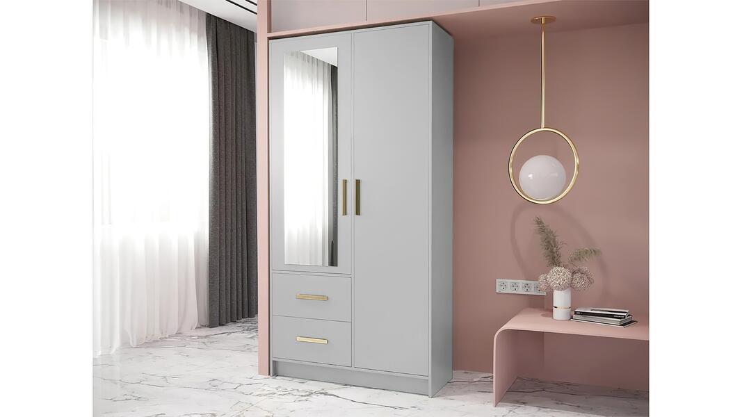 Распашной шкаф Аннабель двухсекционный Серый 112  60*45*240 